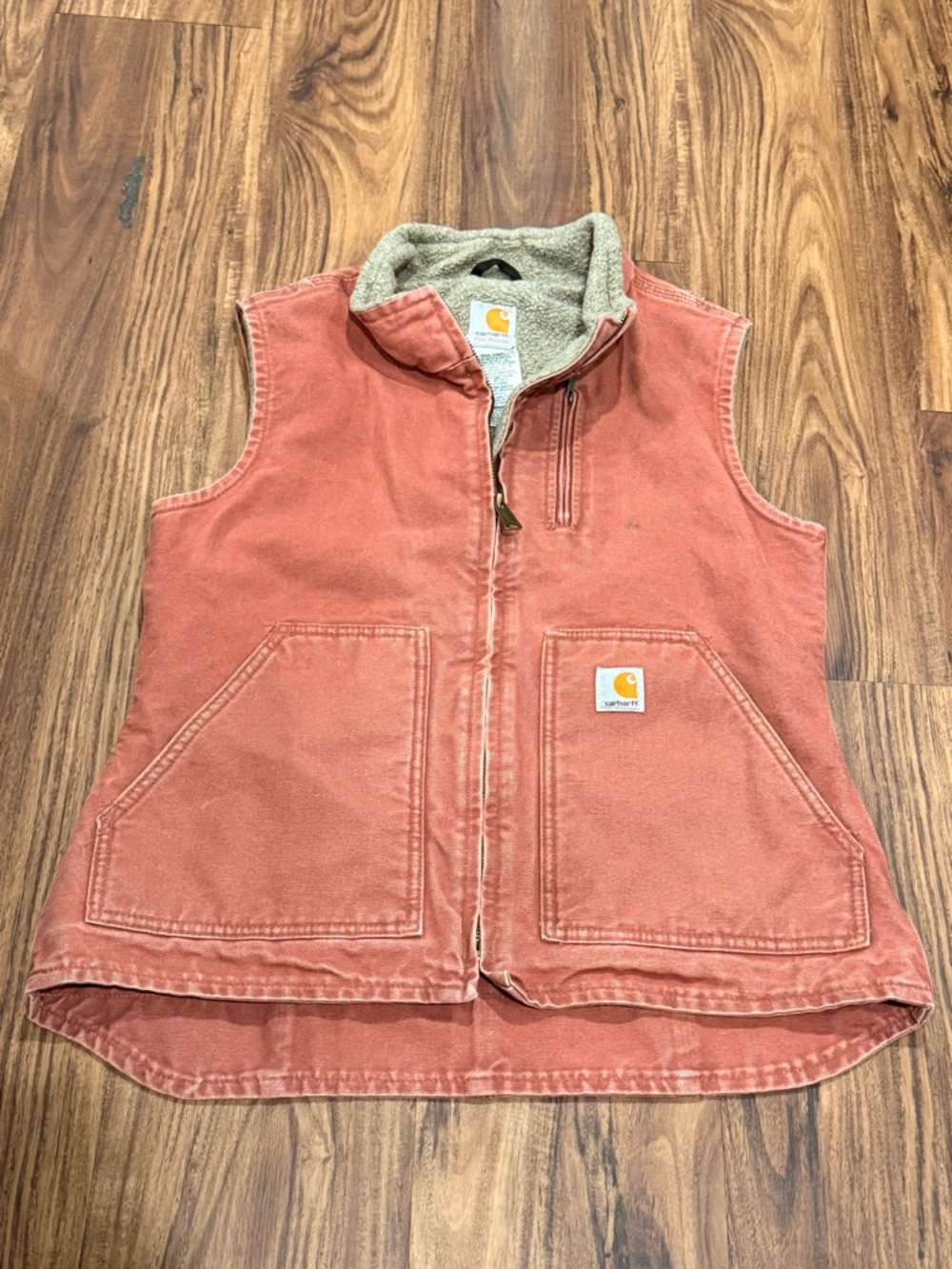 Vintage Carhartt Women’s Sherpa Lined Vest Rose Pink Size Small